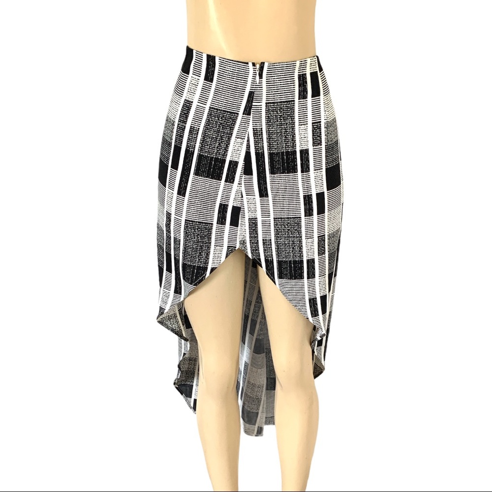 5/$25 High-low Asymmetrical Grey Black Checkered Box Plaid Summer Skirt